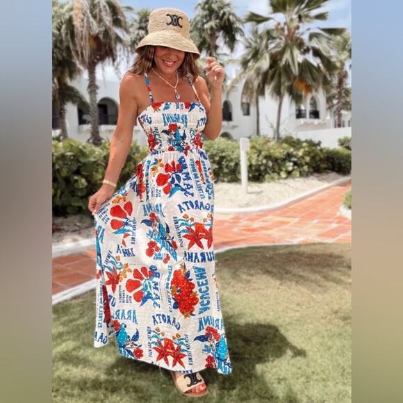 Farm Rio Sleeveless Smocked Printed Dress - Picture 2 of 11